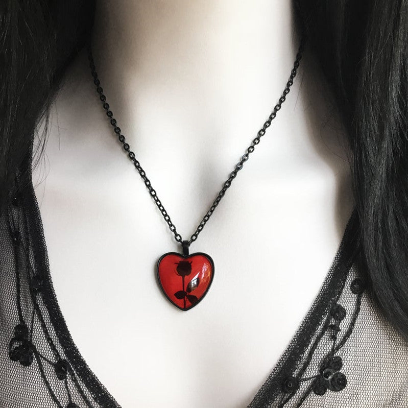 Collares de aleación de aleaciones de mando de vidrio de patrón de rosa negro al por mayor